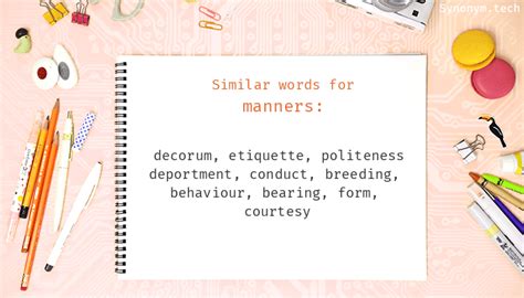 Enter the length or pattern for better results. . Synonym for manners